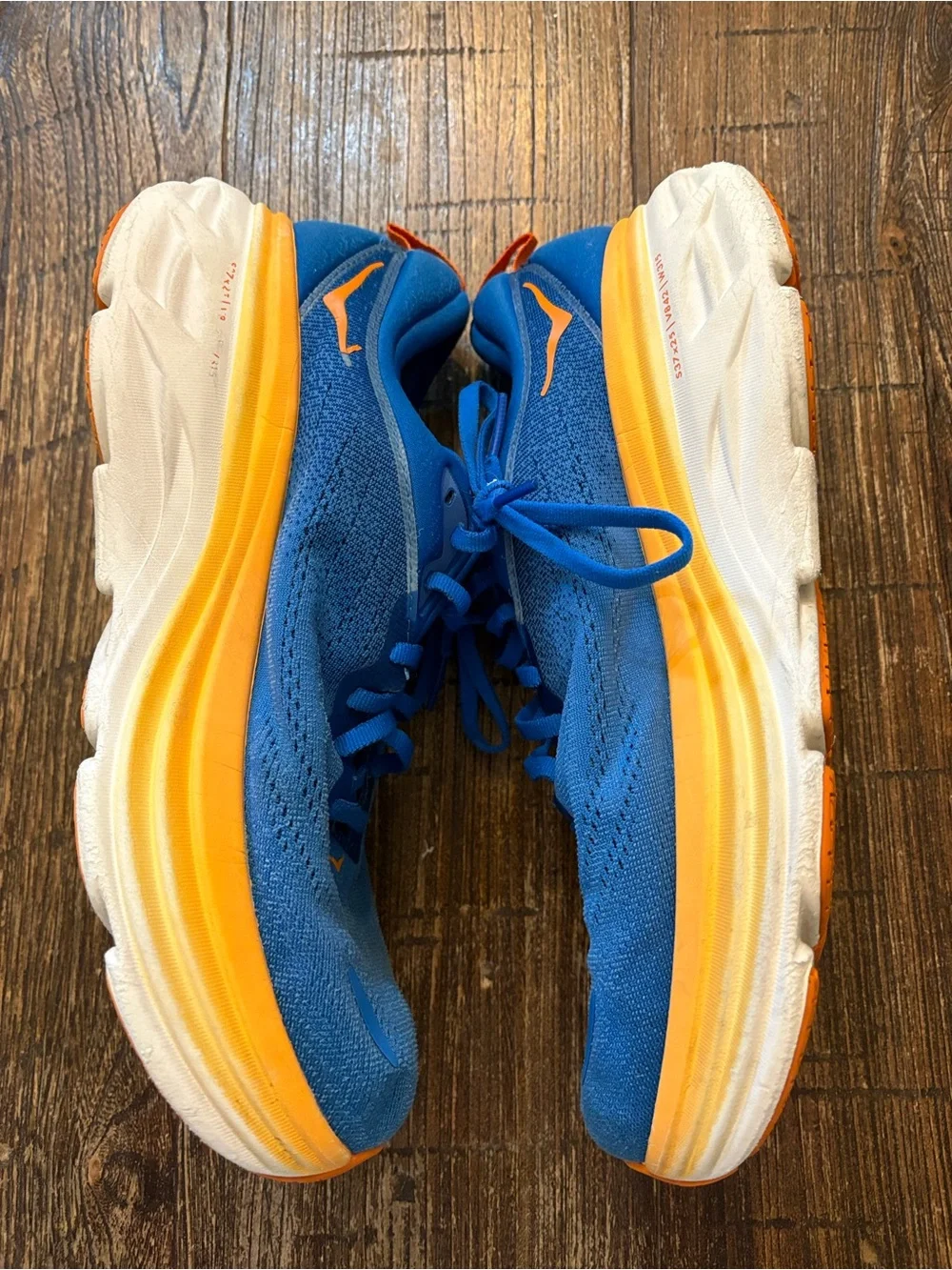 Hoka Bondi 8 Running Shoes Women 10.5 Wide Blue Orange Wide Width Sneakers